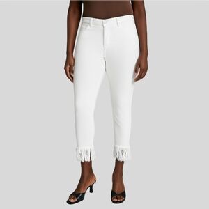 Blank NYC White Lines Jeans Womens Size 24 High Rise Skinny White Fringe Hem NWT